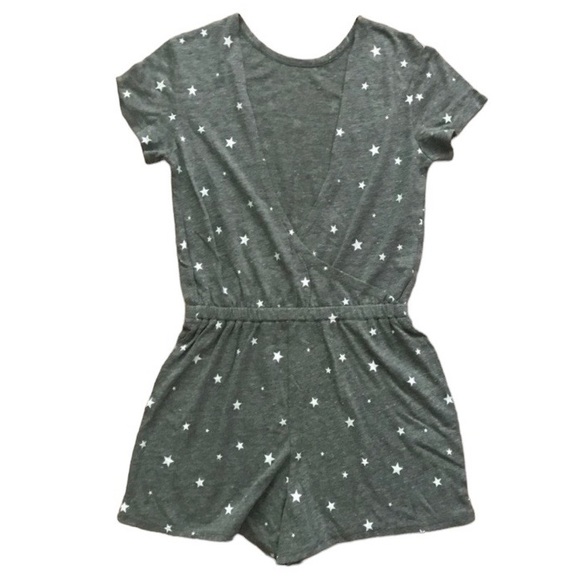 NWT Alternative Cross Back Jersey Romper Gray White Stars Organic Fabric Cotton - Picture 8 of 13